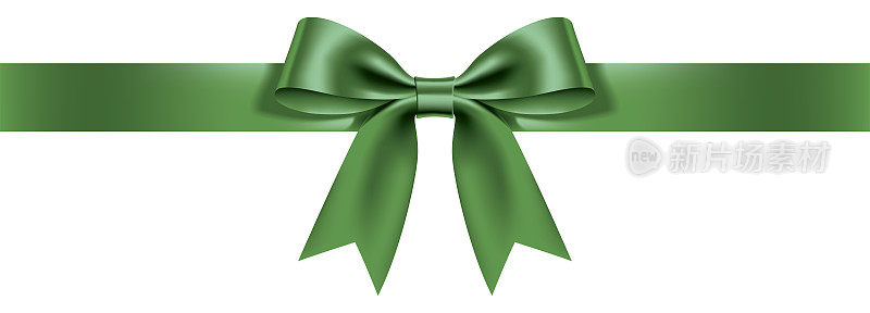 Vector green gift bow and ribbon